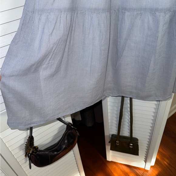 Madewell Button-Back Tiered ‘Striped Midi Dress’ in Light Blue - Picture 5 of 8